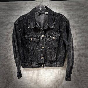Divided by H&M Black Acid Wash Denim Jacket - Size Small - Like New